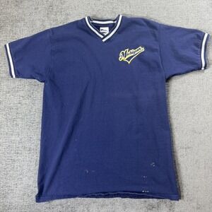 Vintage Pro Player Michigan Wolverines Baseball T Shirt Size L 90s Blue Baseball